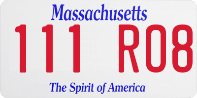 MA license plate 111RO8