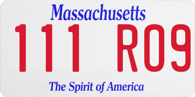 MA license plate 111RO9