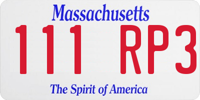 MA license plate 111RP3