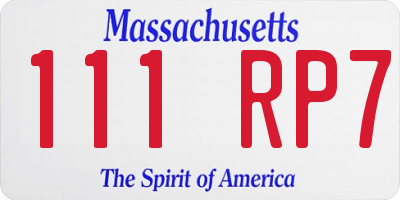 MA license plate 111RP7