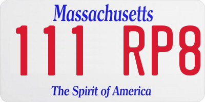MA license plate 111RP8