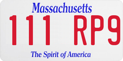MA license plate 111RP9