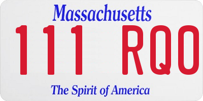 MA license plate 111RQ0
