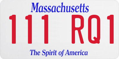 MA license plate 111RQ1