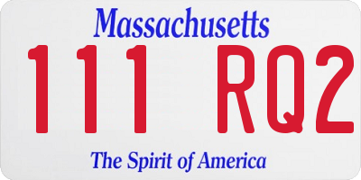 MA license plate 111RQ2