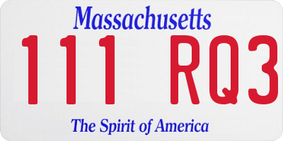 MA license plate 111RQ3