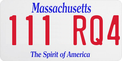 MA license plate 111RQ4