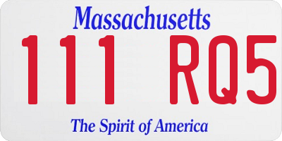 MA license plate 111RQ5