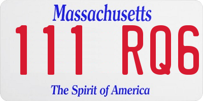 MA license plate 111RQ6