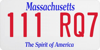 MA license plate 111RQ7