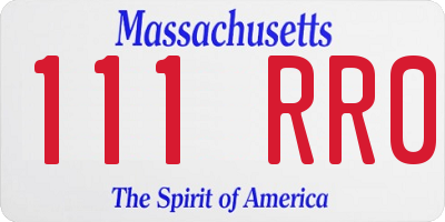 MA license plate 111RR0