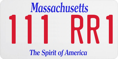 MA license plate 111RR1