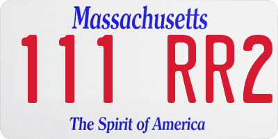 MA license plate 111RR2