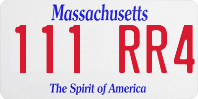MA license plate 111RR4