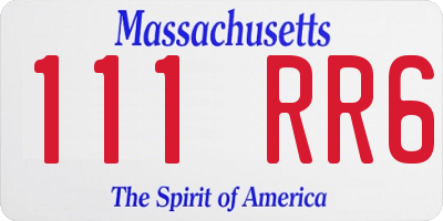 MA license plate 111RR6