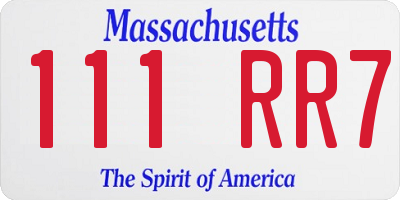 MA license plate 111RR7