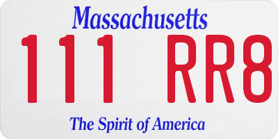 MA license plate 111RR8