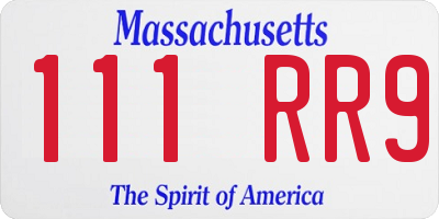 MA license plate 111RR9