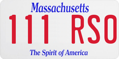 MA license plate 111RS0