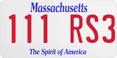 MA license plate 111RS3