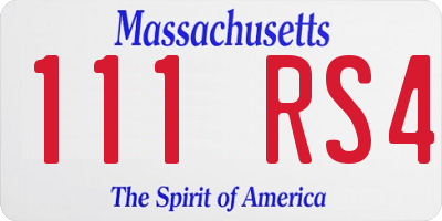 MA license plate 111RS4