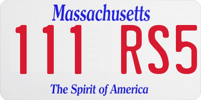 MA license plate 111RS5