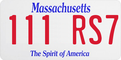 MA license plate 111RS7
