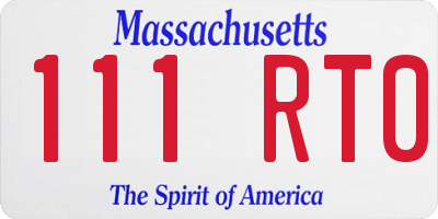 MA license plate 111RT0
