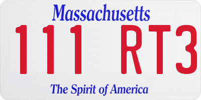 MA license plate 111RT3
