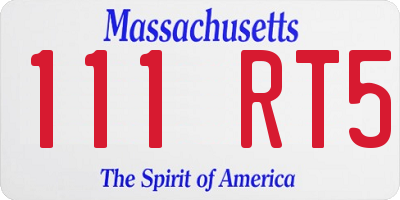 MA license plate 111RT5