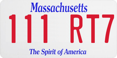 MA license plate 111RT7