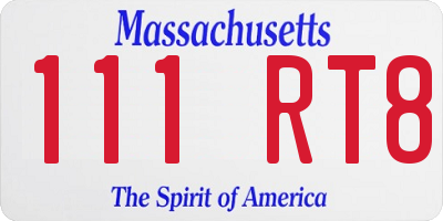 MA license plate 111RT8