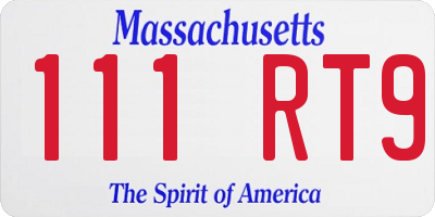 MA license plate 111RT9