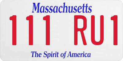 MA license plate 111RU1