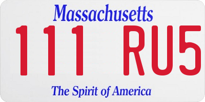 MA license plate 111RU5