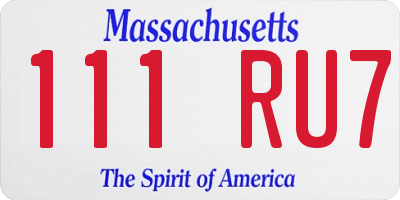 MA license plate 111RU7