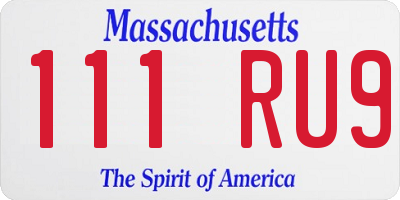 MA license plate 111RU9
