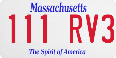 MA license plate 111RV3