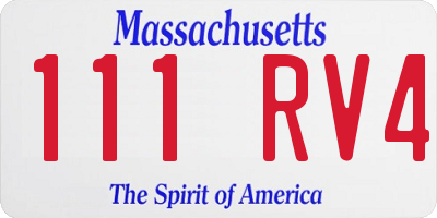 MA license plate 111RV4