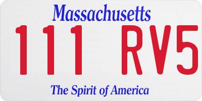 MA license plate 111RV5