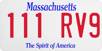 MA license plate 111RV9