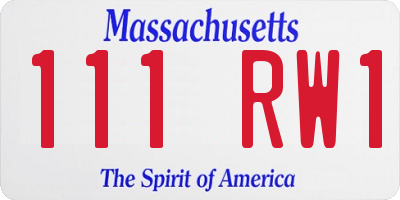 MA license plate 111RW1