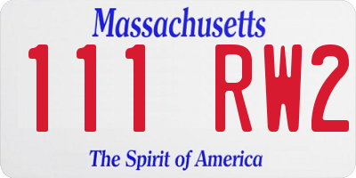 MA license plate 111RW2