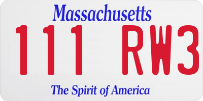 MA license plate 111RW3