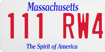 MA license plate 111RW4