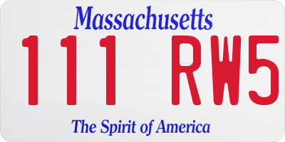 MA license plate 111RW5