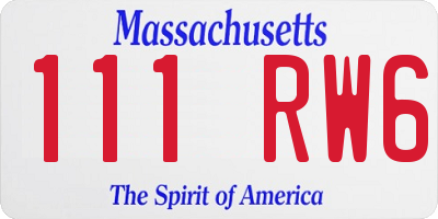 MA license plate 111RW6