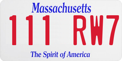 MA license plate 111RW7