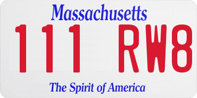 MA license plate 111RW8