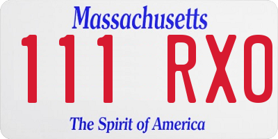 MA license plate 111RX0